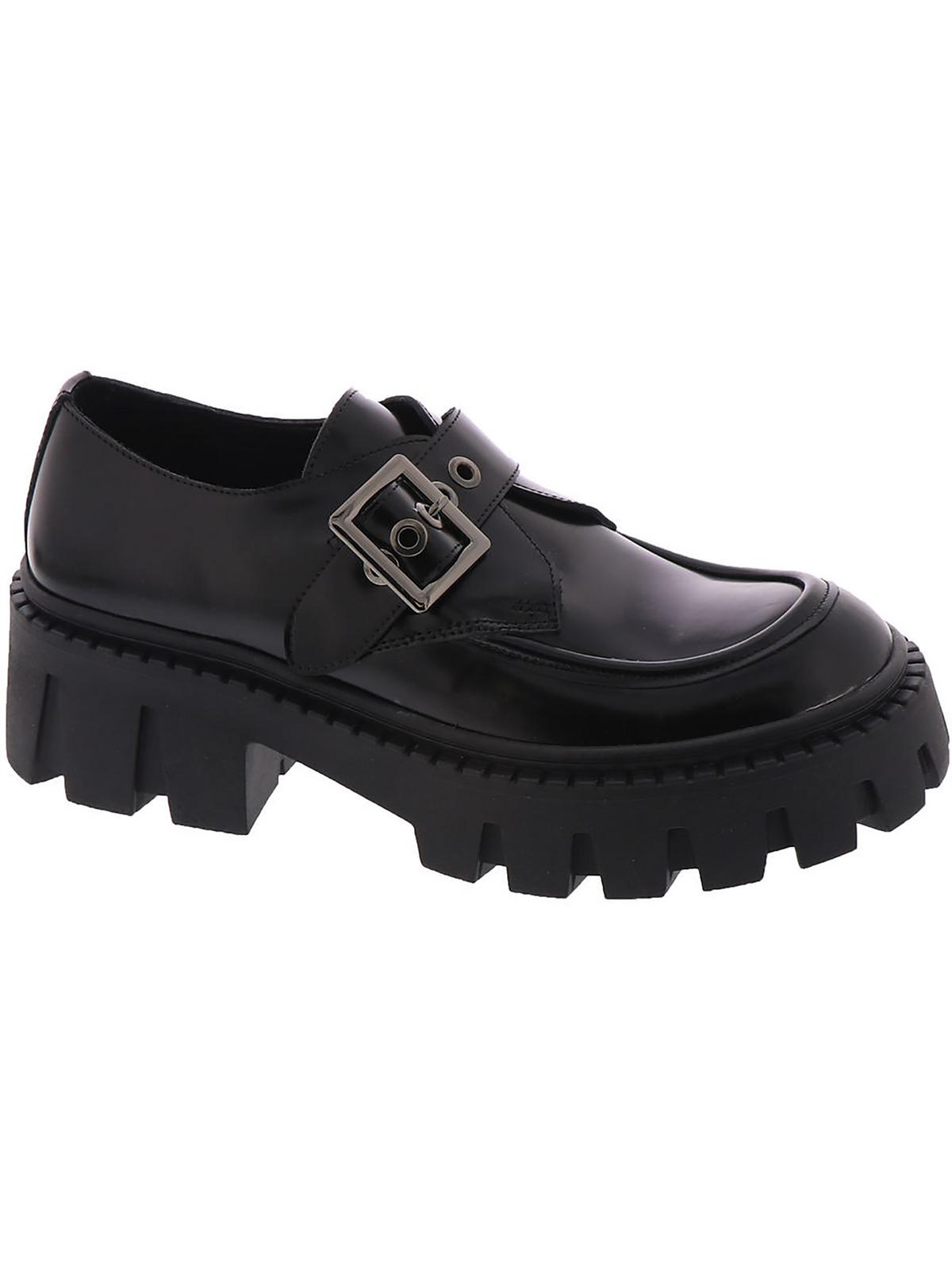 Henna Black Box Slip On Rounded Toe Chunky Heel Fashion Loafers (Black Box, 9)